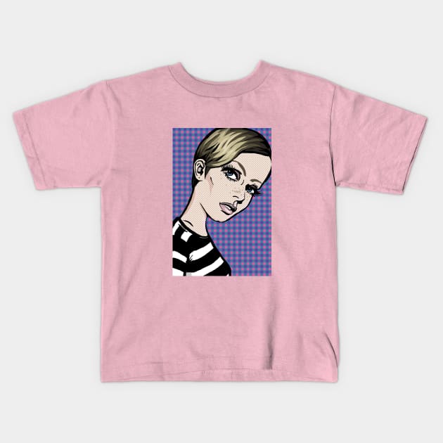 Twiggy Lichtenstein Kids T-Shirt by FanboyMuseum